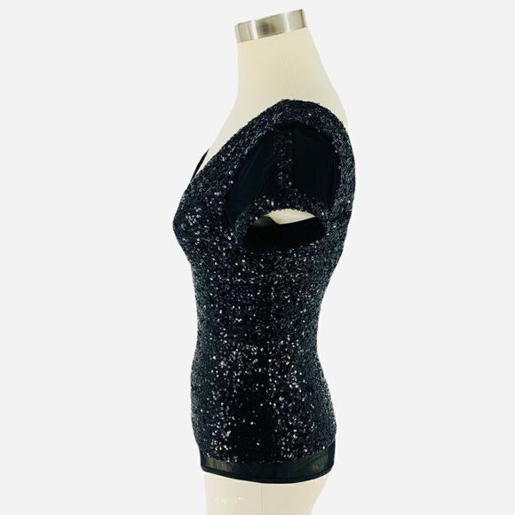 NWOT bebe Black Sparkle Sequin Bodysuit - Picture 3 of 8